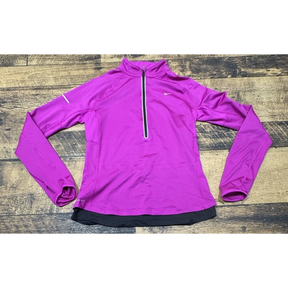 Nike Element Dri-Fit Women M Fuchsia Lightweight Athletic Pullover 1/2 Zip